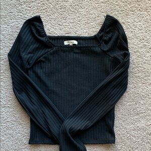 Madewell black square neck long sleeve top